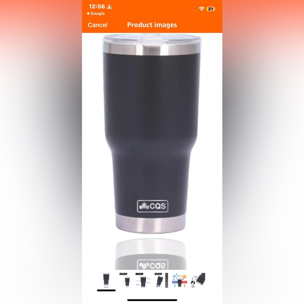 Generic CQS Stainless Steel 30 Oz Tumbler, BPA Free (Black), Medium